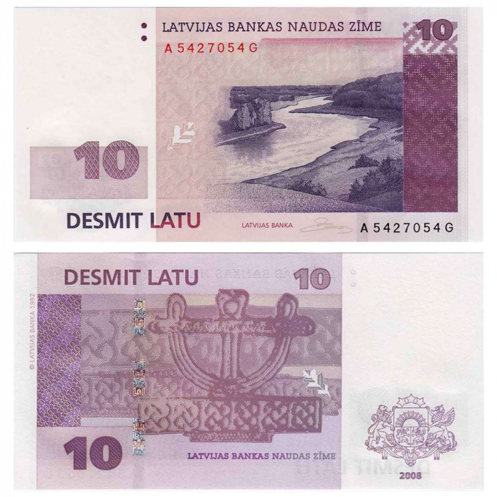 (,) Банкнота Латвия 2009 год 10 лат &quot;Река Даугава&quot;   UNC