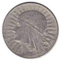 (1932) Монета Польша 1932 год 10 злотых "Ядвига"  Серебро (Ag)  VF
