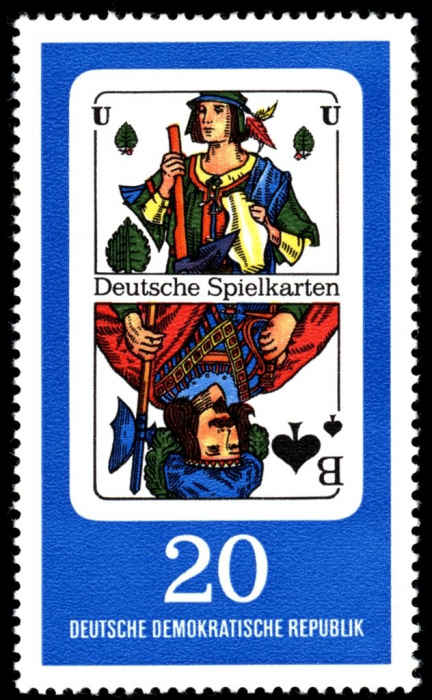 (1967-056) Марка Германия (ГДР) &quot;Валет пик&quot;    Игральные карты III Θ