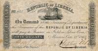 (№1863P-8a.3) Банкнота Либерия 1863 год "3 Dollars"