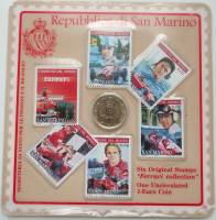 2002 монета 1 евро и 6 марок Набор Сан-Марино Феррари коллекшен    Буклет