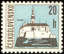 (1965-075) Марка Чехословакия "Нитра" Бумага простая    Чехословацкие города (Стандартный выпуск) II
