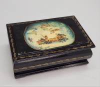 Шкатулка лаковая миниатюра Тройка 9 х 6 х 3 см