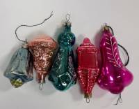 Набор ёлочных игрушек "Ассорти", 5 шт, стекло, СССР (сост. на фото)
