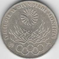 (1972j) Монета Германия (ФРГ) 1972 год 10 марок "XX Летняя Олимпиада Мюнхен 1972 Факел"  Серебро Ag 