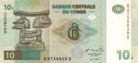 (1997) Банкнота Дем Республика Конго 1997 год 10 франков "Скульптура Тет-а-тет"   UNC