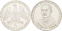 (1968J) Монета Германия (ФРГ) 1968 год 5 марок "Фридрих Вильгельм Райффайзен"  Серебро Ag 625  UNC