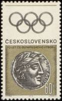 (1966-053) Марка Чехословакия "Медаль "    70-летие Олимпийского комитета Чехословакии II Θ