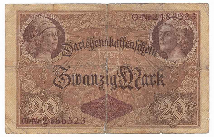 (1914) Ссудный чек Германия 1914 год 20 марок    F