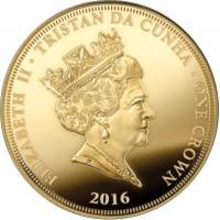() Монета Тристан да Кунья 2016 год 1 крона ""  Медно-никелевый сплав, покрытый золотом  PROOF