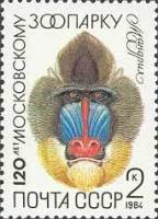 1984-013 Марка СССР Мандрил  120 лет Москвоскому зоопарку III O