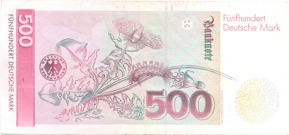 1991 Банкнота Германия (ФРГ) 1991 год 500 марок Мария Сибилла Мериан   XF