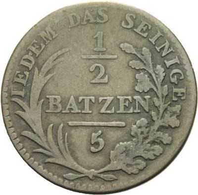 (№1808km5 (5 Раппен)) Монета Швейцария 1808 год frac12; Batzen (5 Раппен)