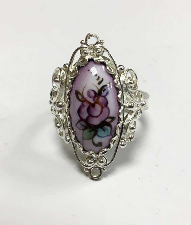 Перстень "Финифть", серебрение (сост. на фото)