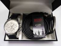 Подарочный набор HUGO BOSS (Часы и ремень) мужской, в подарочной коробке (сост. отл.)
