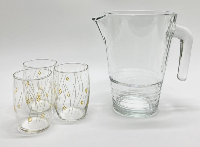 Кувшин + 3 стакана, стекло