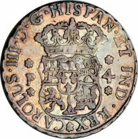 (№1760km26) Монета Гватемала 1760 год 4 Reales (Карлоса III)