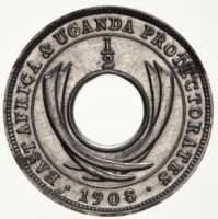 (№1908km6) Монета Восточная Африка 1908 год frac12; Cent