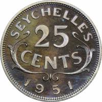 (№1951km9) Монета Сейшельские острова 1951 год 25 Cents