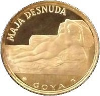 (№1970km20.2) Монета Экваториальная Гвинея 1970 год 250 Pesetas (Goya#039;s naked Maja - stamp at 4 