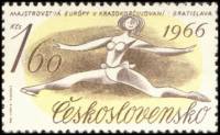 (1966-004) Марка Чехословакия "Фигуристка"    Чемпионат Европы по фигурному катанию, Братислава II O
