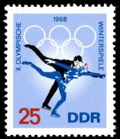 (1968-005) Марка Германия (ГДР) "Фигурное катание"    Зимние ОИ 1968, Гренобль III O