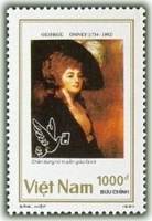 (1990-032a) Марка Вьетнам "Женский портрет, Д. Ромни"  Без перфорации  Выставка марок LONDON '90 III