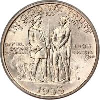 (1935, 1934 на о\с) Монета США 1935 год 50 центов   200 лет Дениелу Буну Серебро Ag 900  UNC