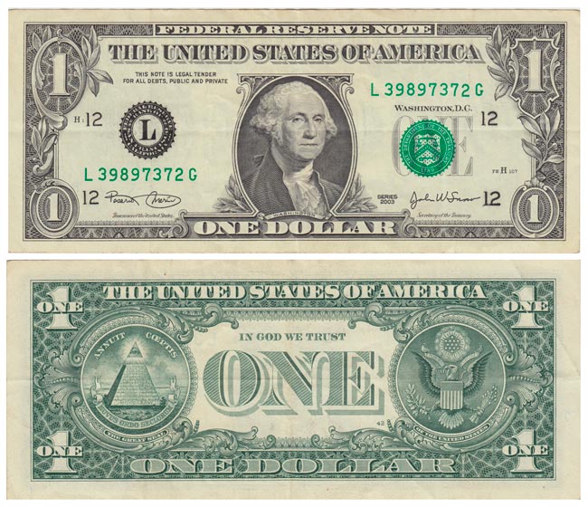 (2003L) Банкнота США 2003 год 1 доллар &quot;Джордж Вашингтон&quot;   XF