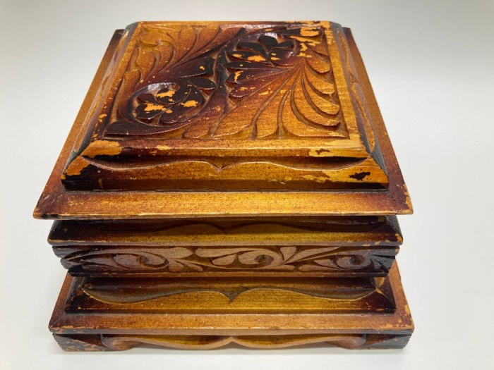 Шкатулка с зеркалом деревянная, резьба, СССР