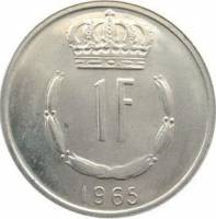 () Монета Люксембург 1965 год 1  ""   Медь-Никель  UNC