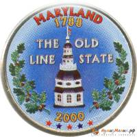 (007p) Монета США 2000 год 25 центов "Мэриленд"  Вариант №1 Медь-Никель  COLOR. Цветная