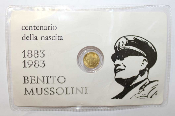 (1983) Монета-фантазия Италия 1983 год 10 лир &quot;Муссолини. 100 лет со дня рождения&quot;   Буклет