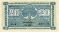 (1945 Litt A) Банкнота Финляндия 1945 год 20 марок    UNC