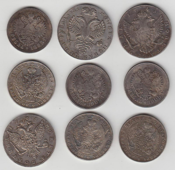 Набор копий редких монет Российской Империи (9 штук)