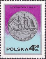 (1977-048) Марка Польша "5 злотых (1936 г.)"    День почтовой марки. Польская чеканка III Θ