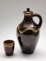 Графин штоф и стопка обливная керамика СССР винтаж