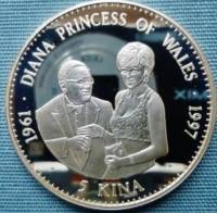 (1998) Монета Папуа-Новая Гвинея 1998 год 5 кина "Принцесса Диана"  Серебро Ag 925  PROOF