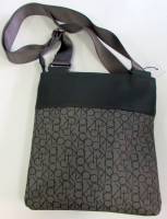 Сумка мужская "Calvine Klein" на ремне, Кожа, 1 отделение + карман, Серая