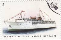 (1976-064) Марка Куба "Пассажирское судно "Команданте Пинарес""    Развитие Торгового флота III Θ