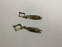 Сережки 1 пара, серебро 925 пр, английский замок