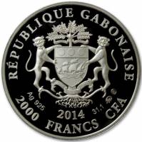 (№2014) Монета Габон 2014 год 2,000 CFA Francs (Acuarius)