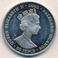 () Монета Фолклендские Острова 2002 год 50 пенсов ""  Никель  UNC
