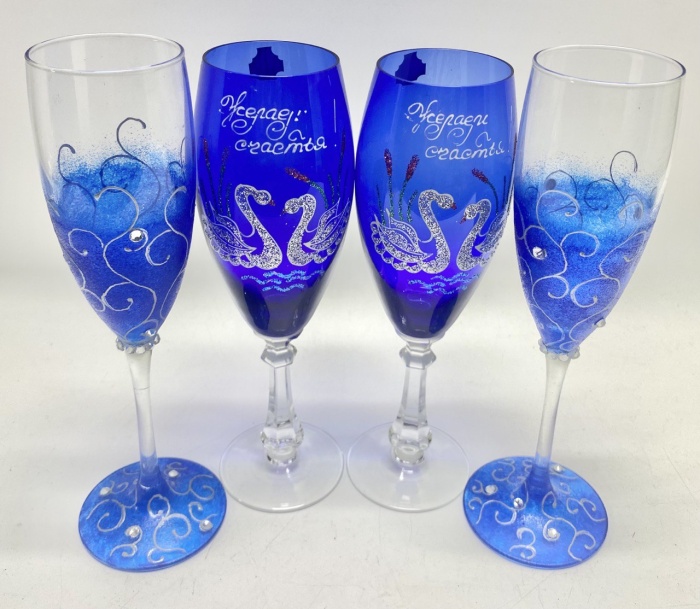 Бокалы цветные праздничные 4 шт 