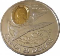 (1996) Монета Канада 1996 год 20 долларов ""  Серебро Ag 925, Позолота  PROOF