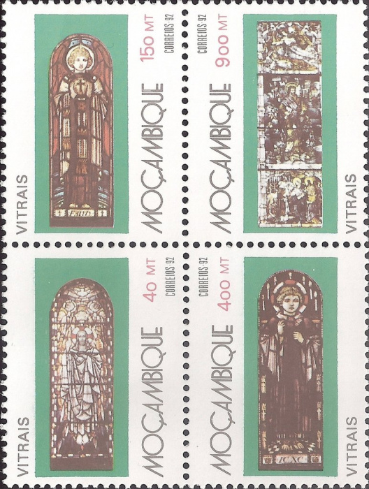 (№1992-1255) Лист марок Мозамбик 1992 год &quot;Витражи&quot;, Гашеный