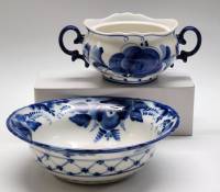 Салатник и сахарница (без крышки) гжель