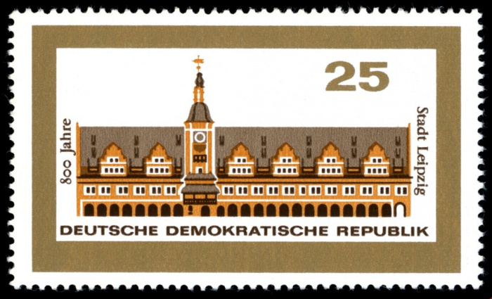 (1965-045) Марка Германия (ГДР) &quot;Старая ратуша&quot;    Лейпциг, 800 лет II Θ