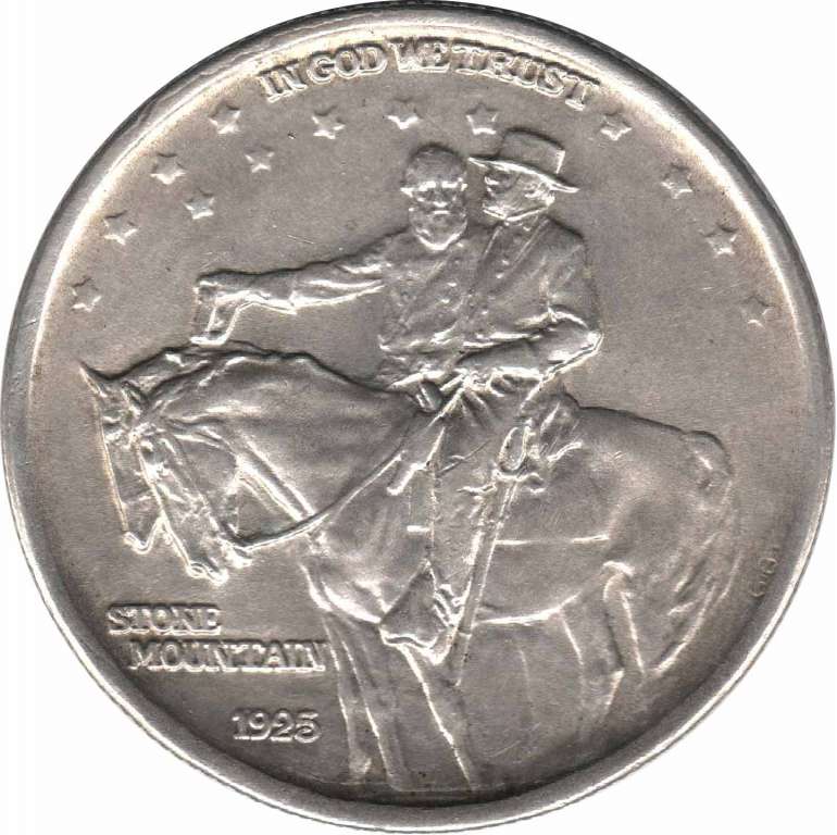 (1925) Монета США 1925 год 50 центов   Мемориал Конфедерации Стоун-Маунтин Серебро Ag 900  XF