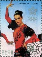 (1988-087) Марка Северная Корея "Катарина Витт"   Победители, Зимние ОИ 1988, Калгари  III Θ